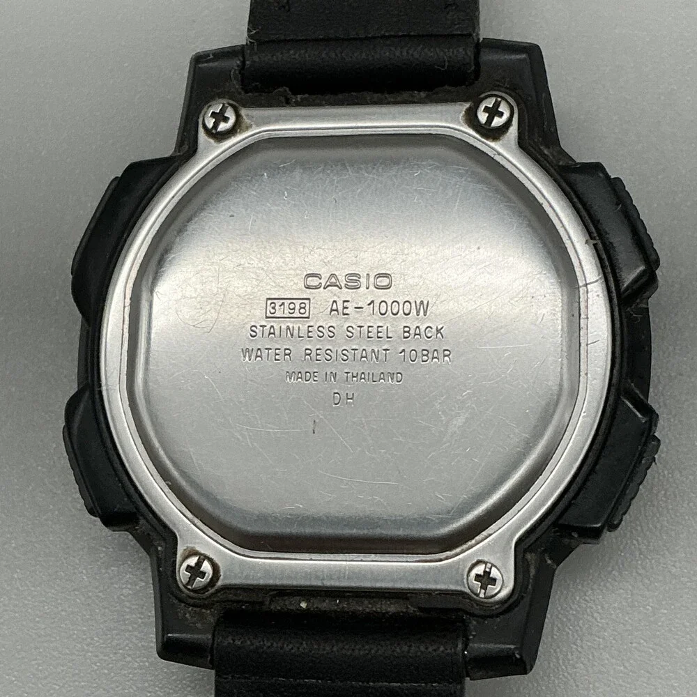 Casio 3198 AE-1000W Mens Watch 44mm Digital Black World Time Sport New Battery